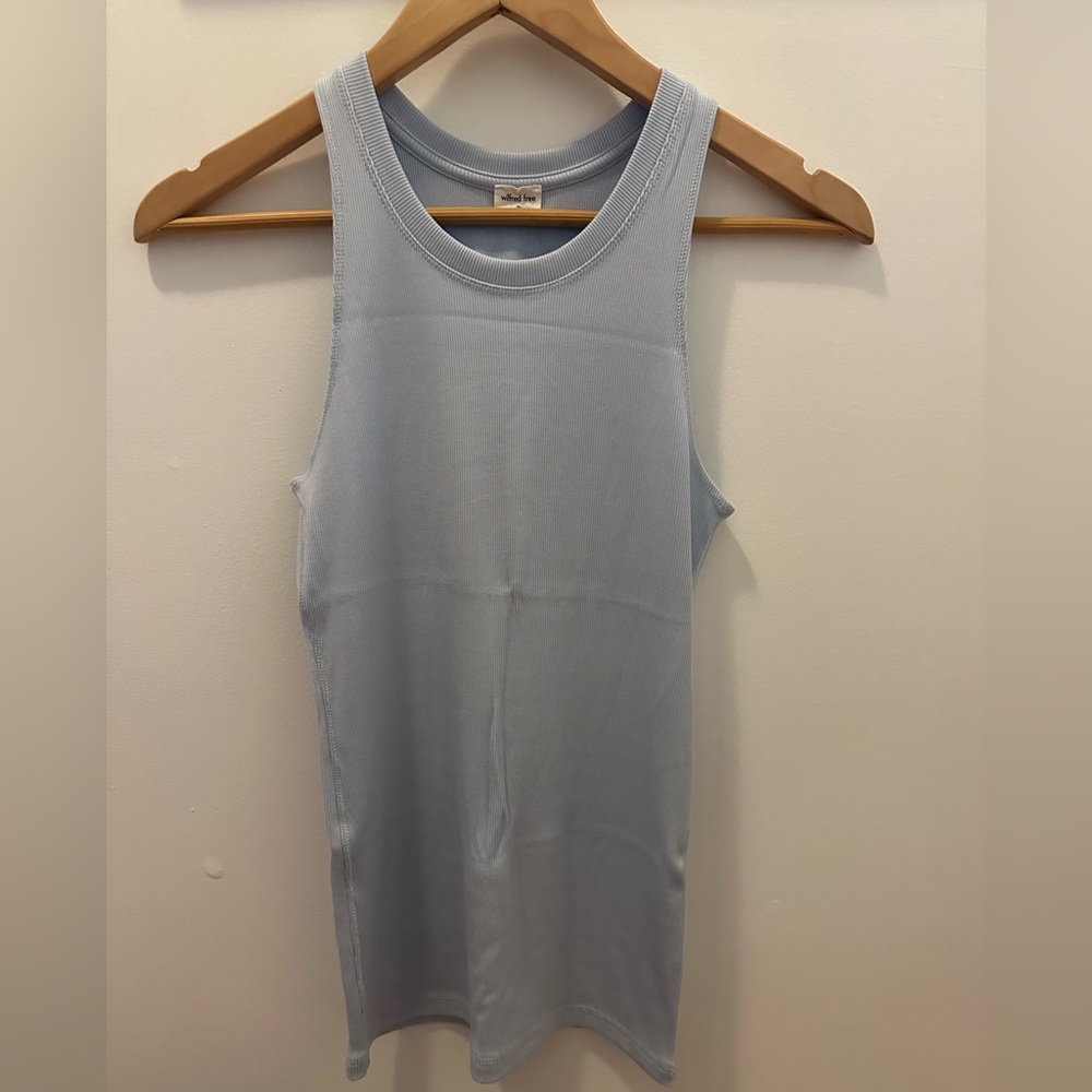Like-New- Aritzia Wilfred Free ‘Go-To’ Ribbed Tank Light Blue (XS)